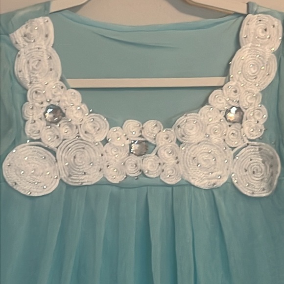 Regencycore J2 baby blue dusk blouse size M wave soft fabric sheer fairycor 100 - Picture 3 of 12